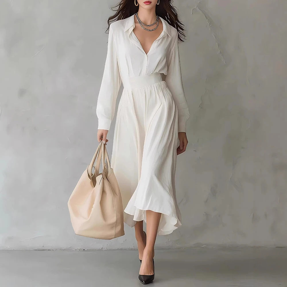 Chloe Pleated Shirt Midi Dress