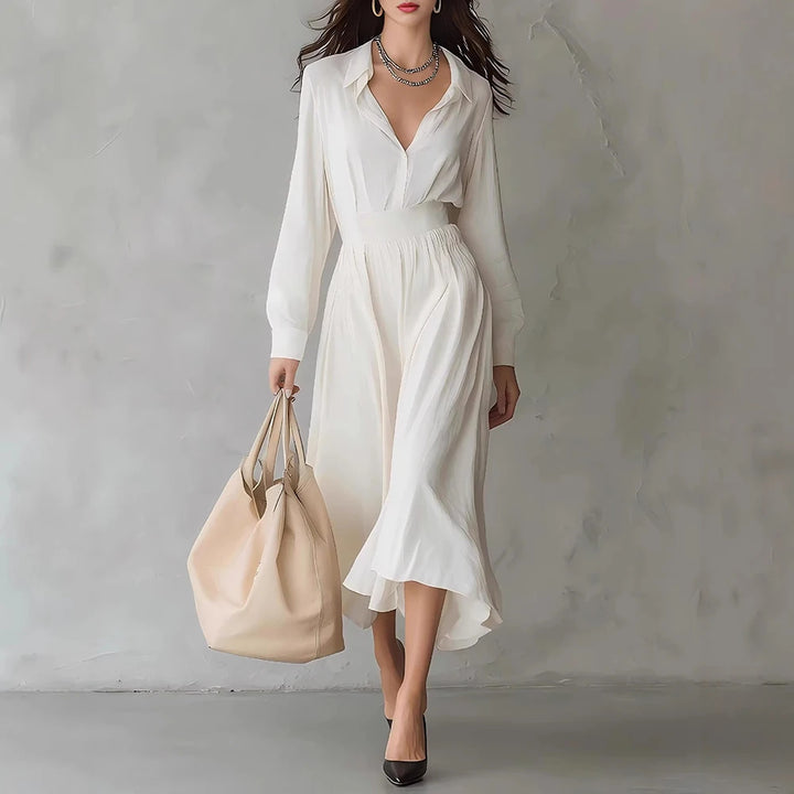 Chloe Pleated Shirt Midi Dress