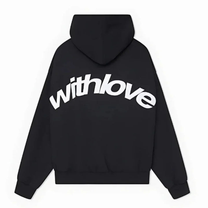 Black hoodie with withlove graphic back print