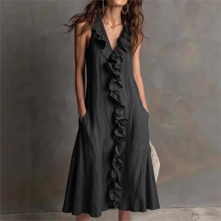 Elodie Ruffle Hem Midi Dress