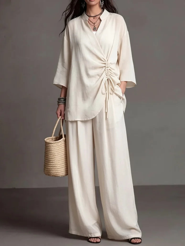 Amira Drawstring Wide Leg Trouser Set