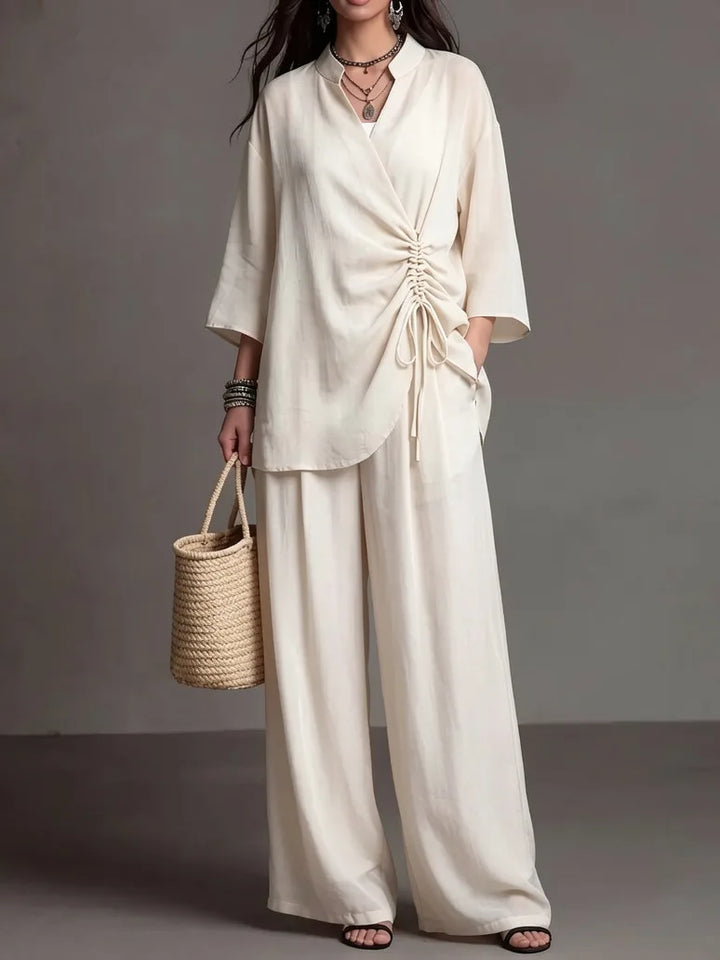 Amira Drawstring Wide Leg Trouser Set