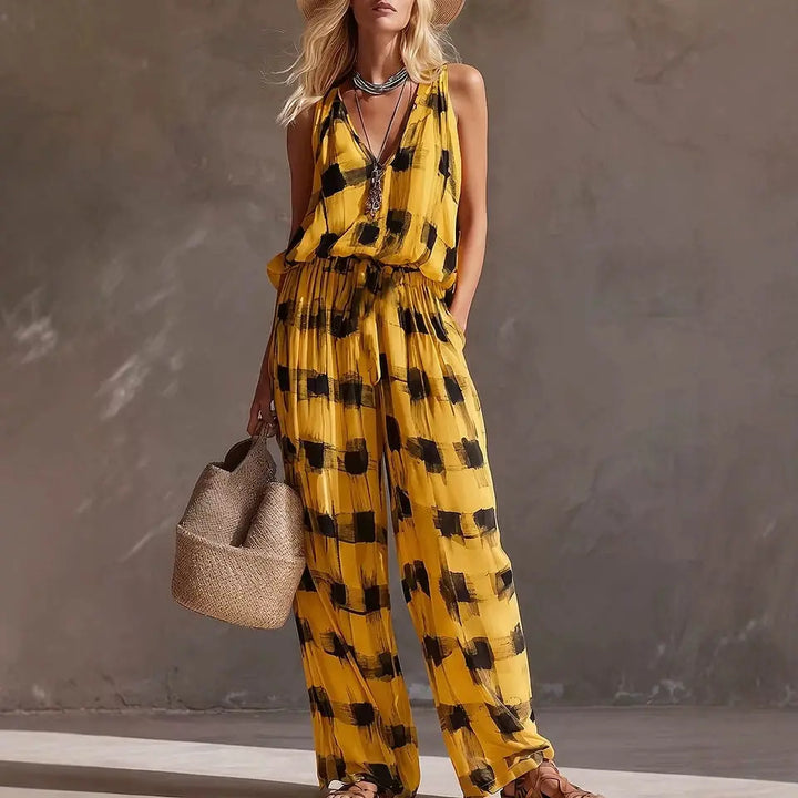 Serena Bohemian Abstract Print Wide Leg Pants Set
