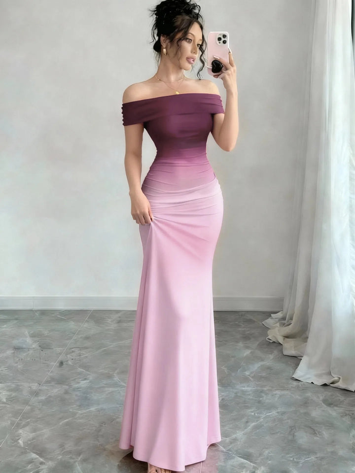 Aubrielle Elegant Off Shoulder Maxi Dress