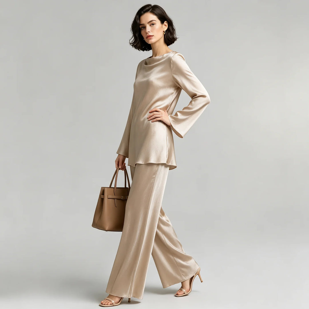 Elodie Satin Wide-Leg Set