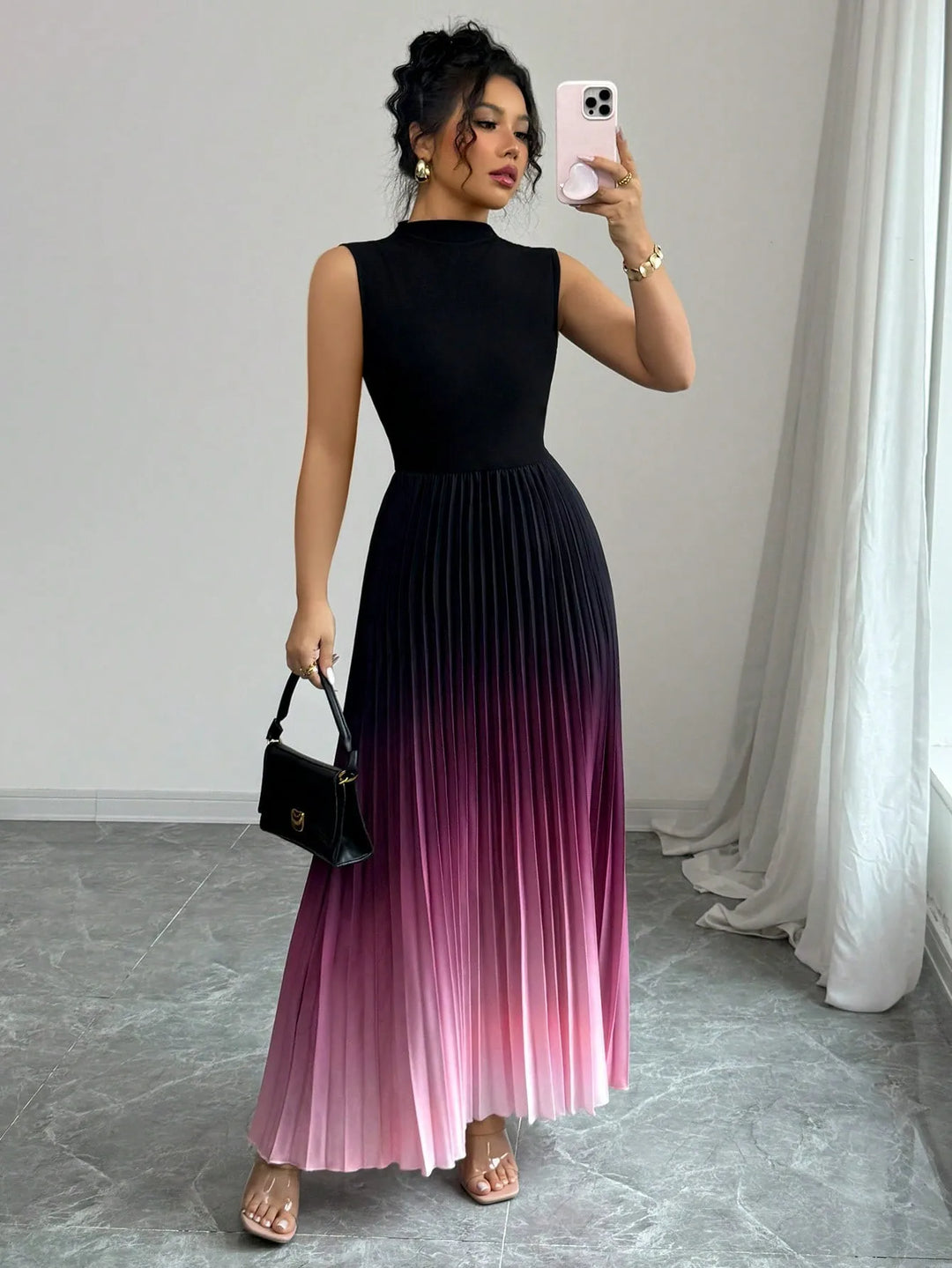 Avery Pleated Maxi Wedding Guest Dress