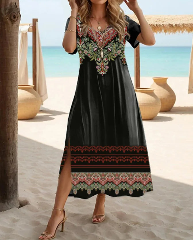Genevieve Embroidered Boho Maxi Dress