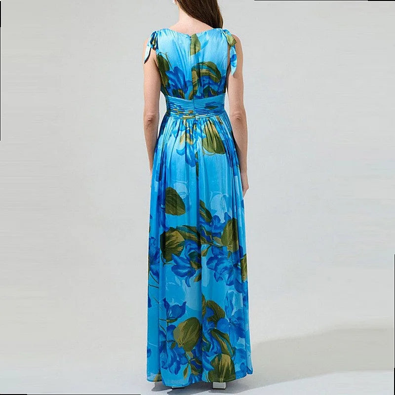 Maribelle Bohemian Floral V Neck Maxi Dress