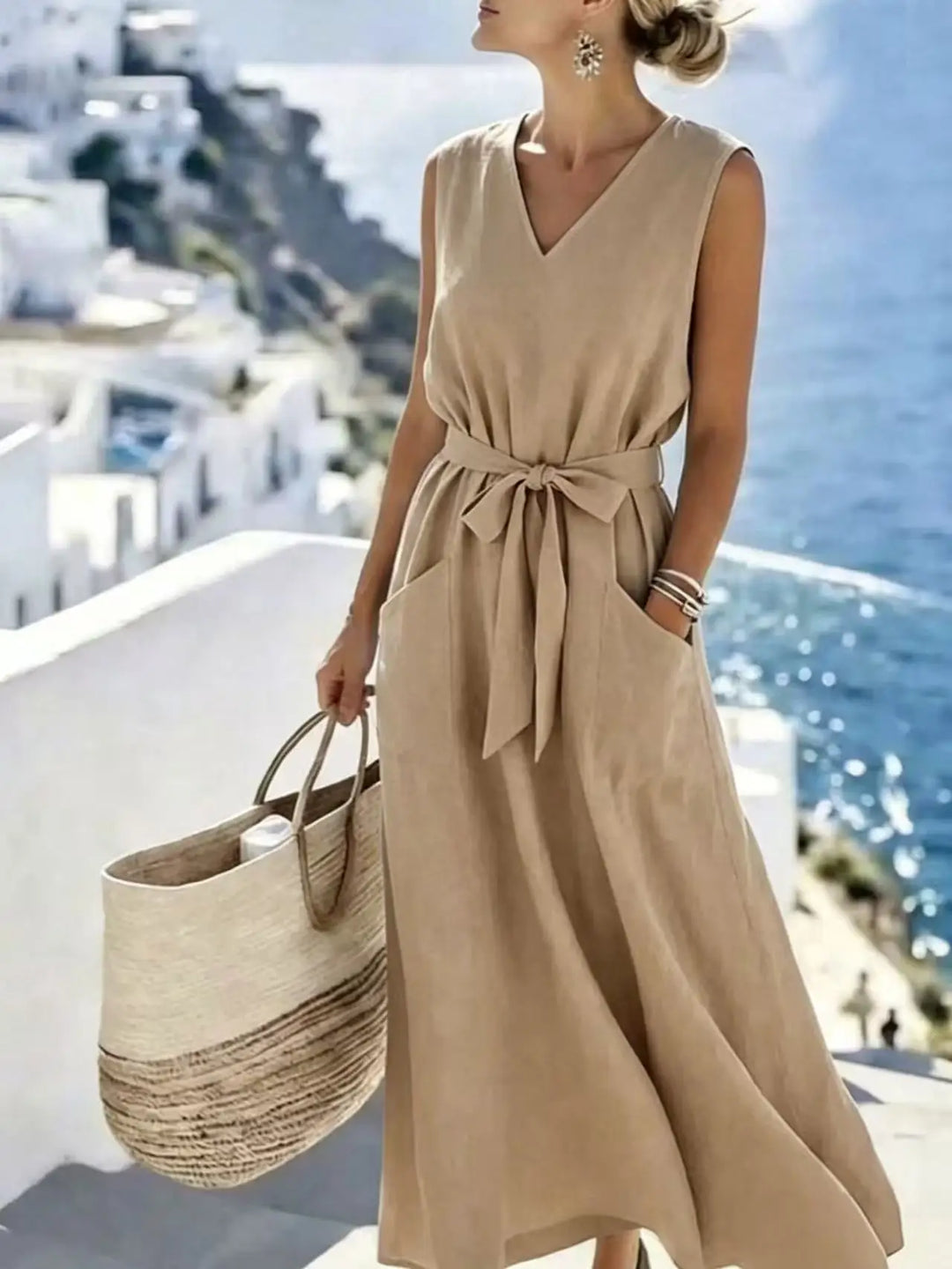 Camille Casual V Neck Maxi Dress
