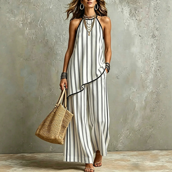 Sophie Striped Sleeveless Linen Wide Leg Jumpsuit