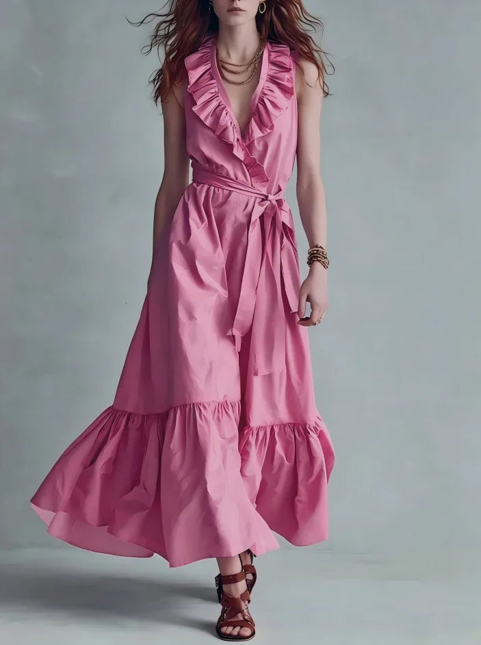 Seraphina Flowy Ruffle Hem Maxi Dress