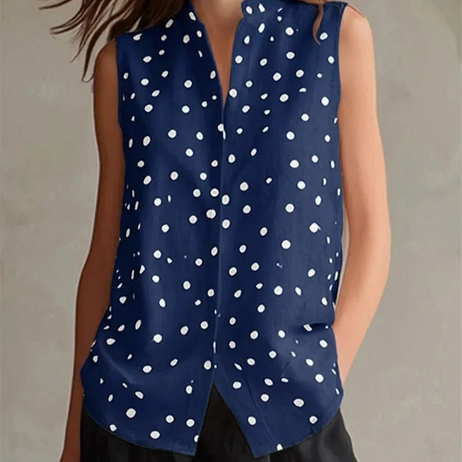 Camilla Relaxed Polka Dot Sleeveless Blouse