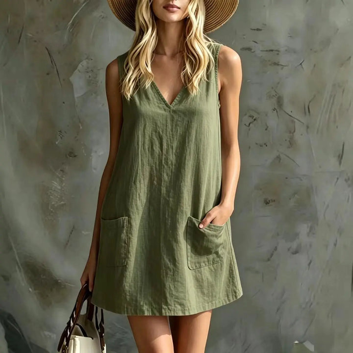 Brooke Linen Pocket Mini Dress