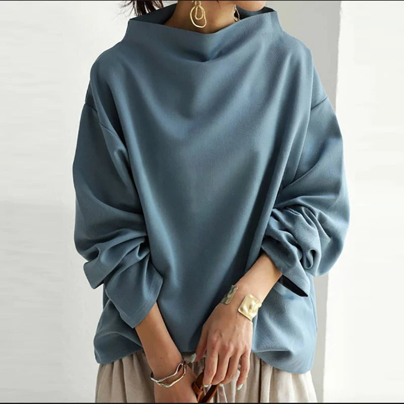 Sabine Draped High Neck Blouse