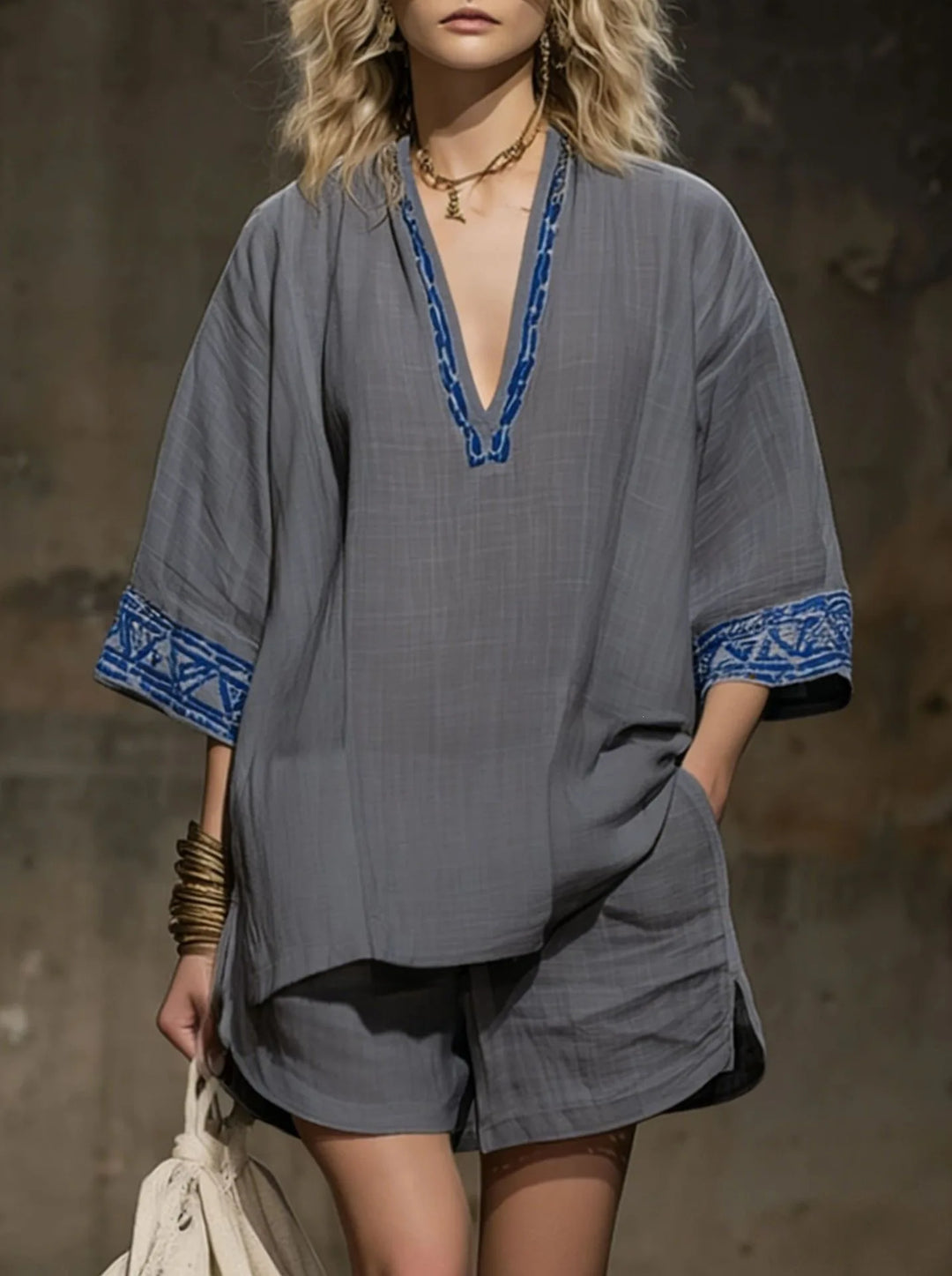 Melissa Boho Linen Shorts Set