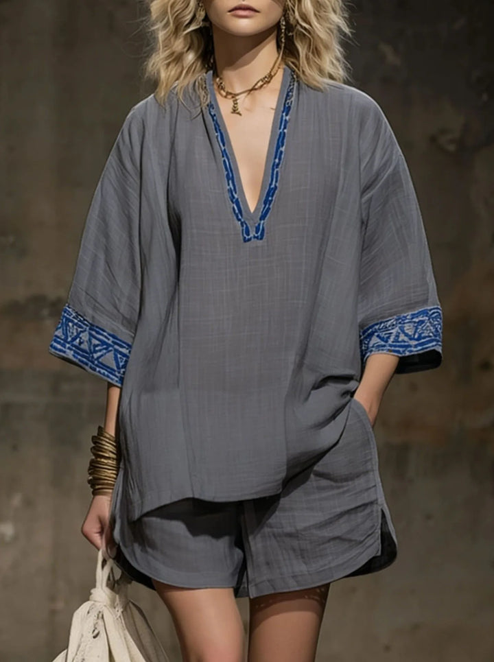 Melissa Boho Linen Shorts Set