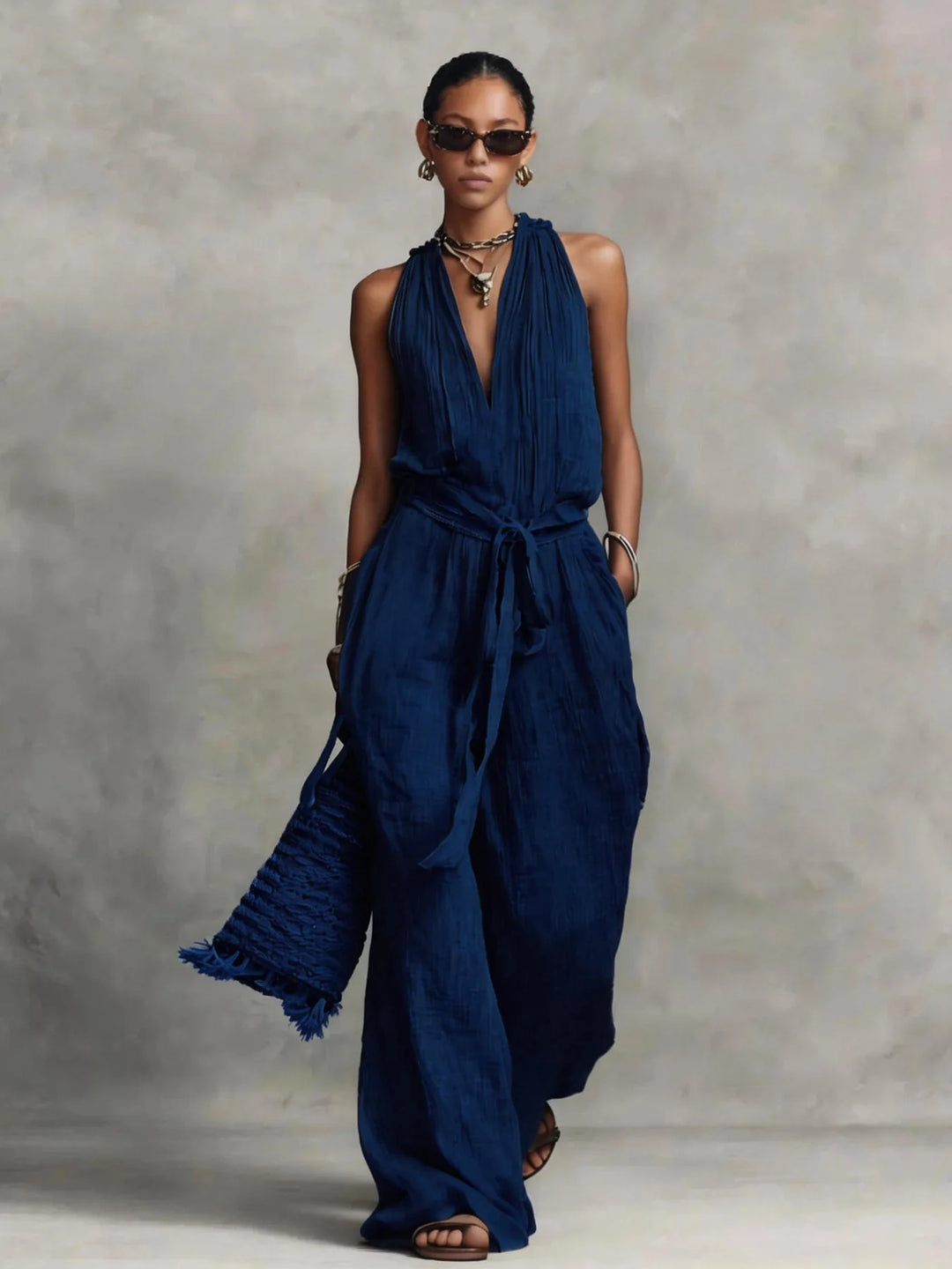 Lillian Front Tie Wide Leg Jumpsuit