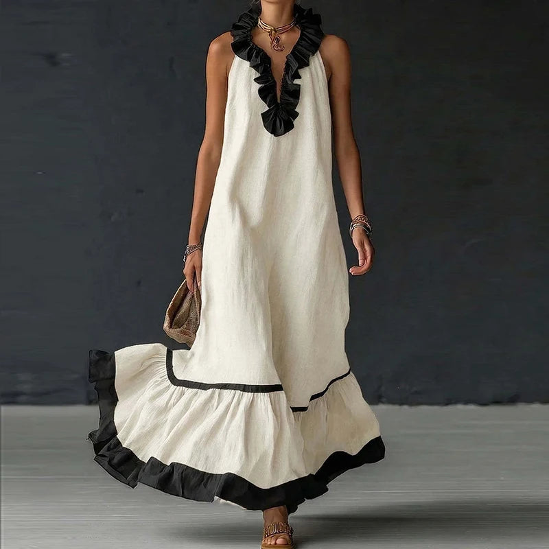 Macy Ruffle Trim Maxi Dress