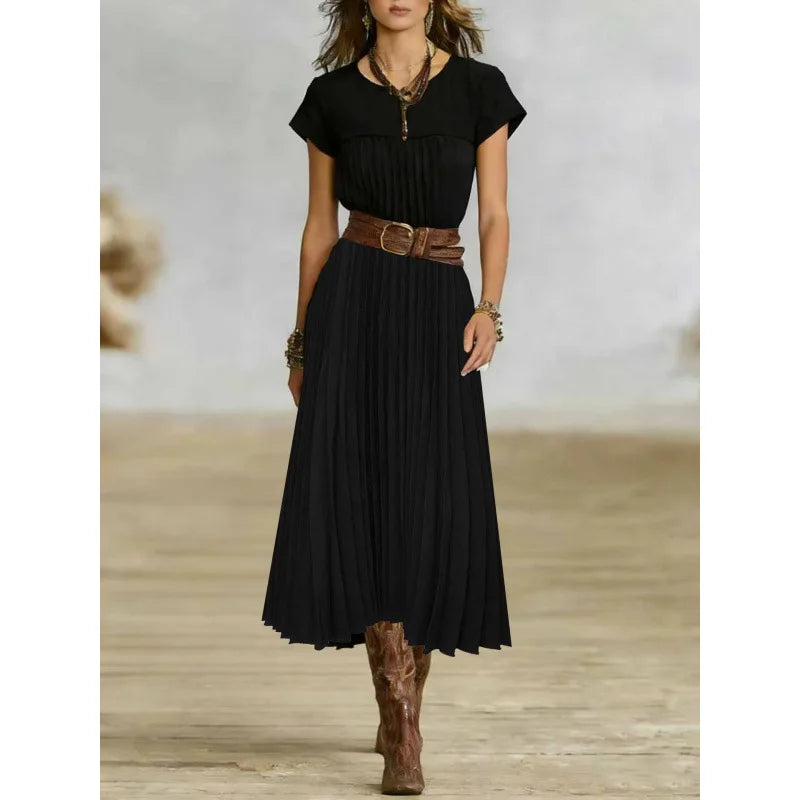 Meredith Elegant Pleated Maxi Dress