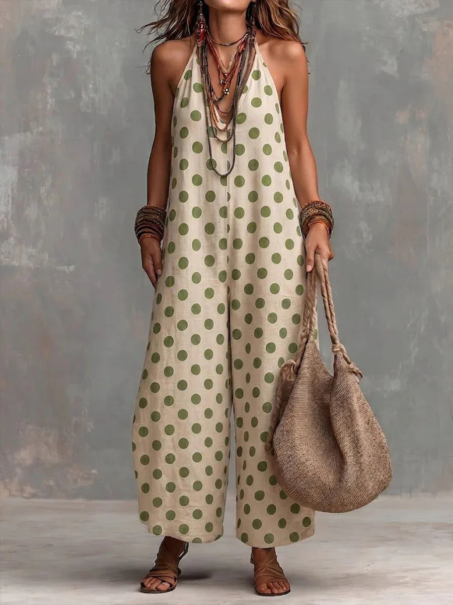Serena Boho Polka Dot One Piece Jumpsuit