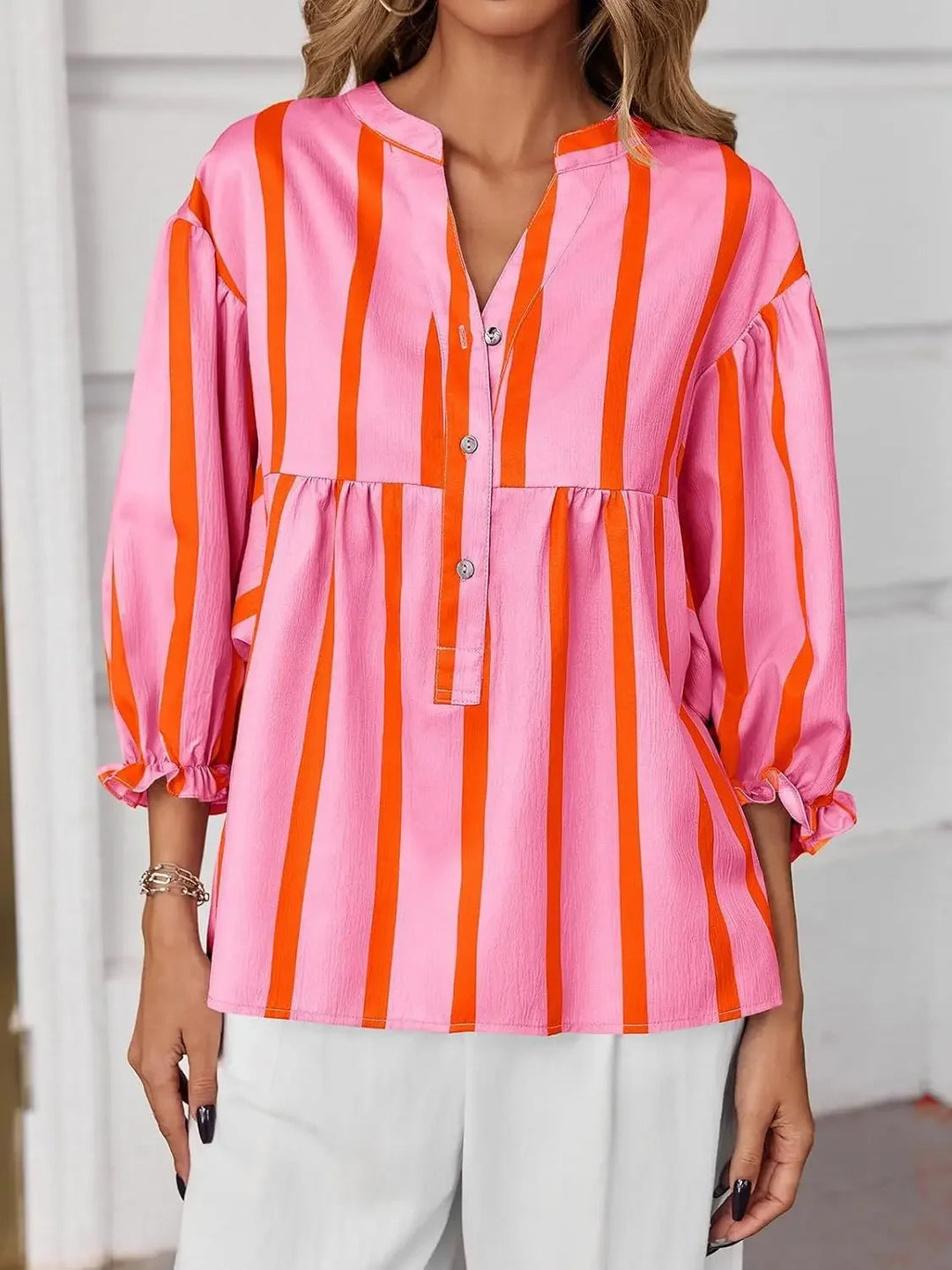 Katelynn Striped Bubble Blouse