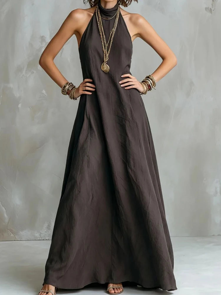 Evelyn Halter Flowy Maxi Dress