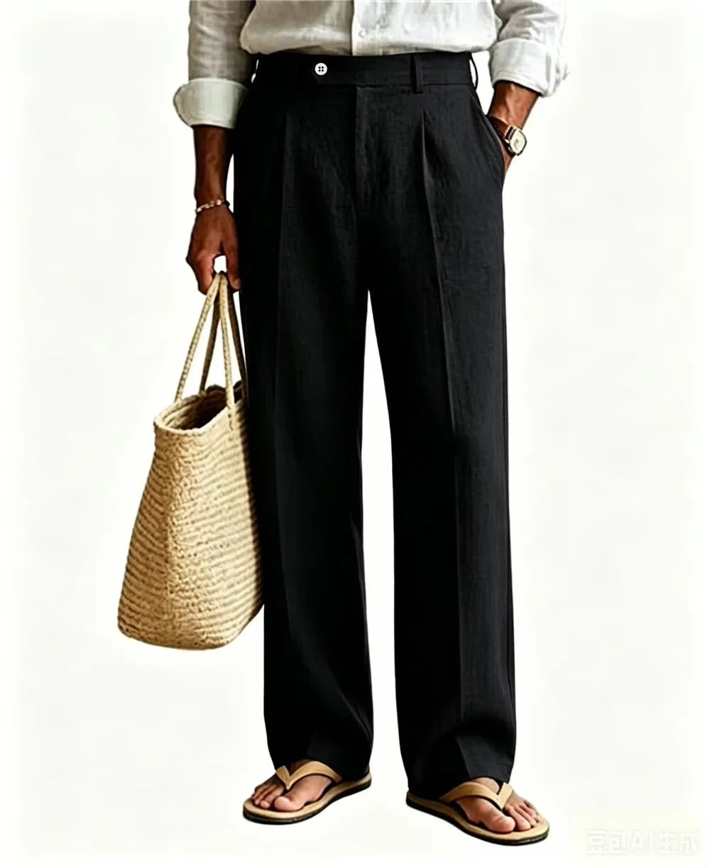 Wyatt Straight Leg Linen Trousers