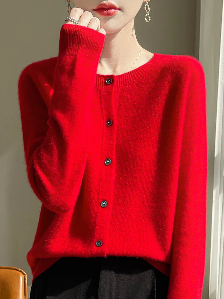 Emmeline Crewneck Wool Cardigan