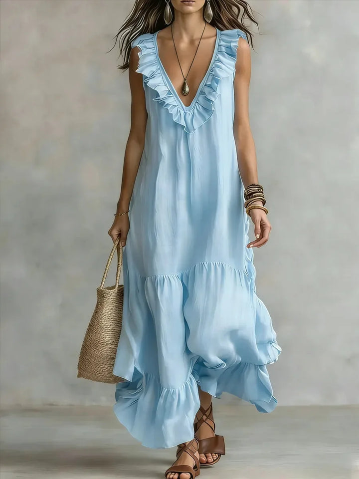 Allison Ruffle Sleeveless Maxi Dress