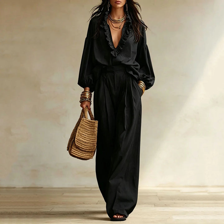 Ainsley Elegant Ruffle Trouser Set