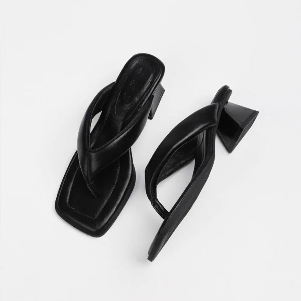 Angela Square Toe Heel Flip Flops