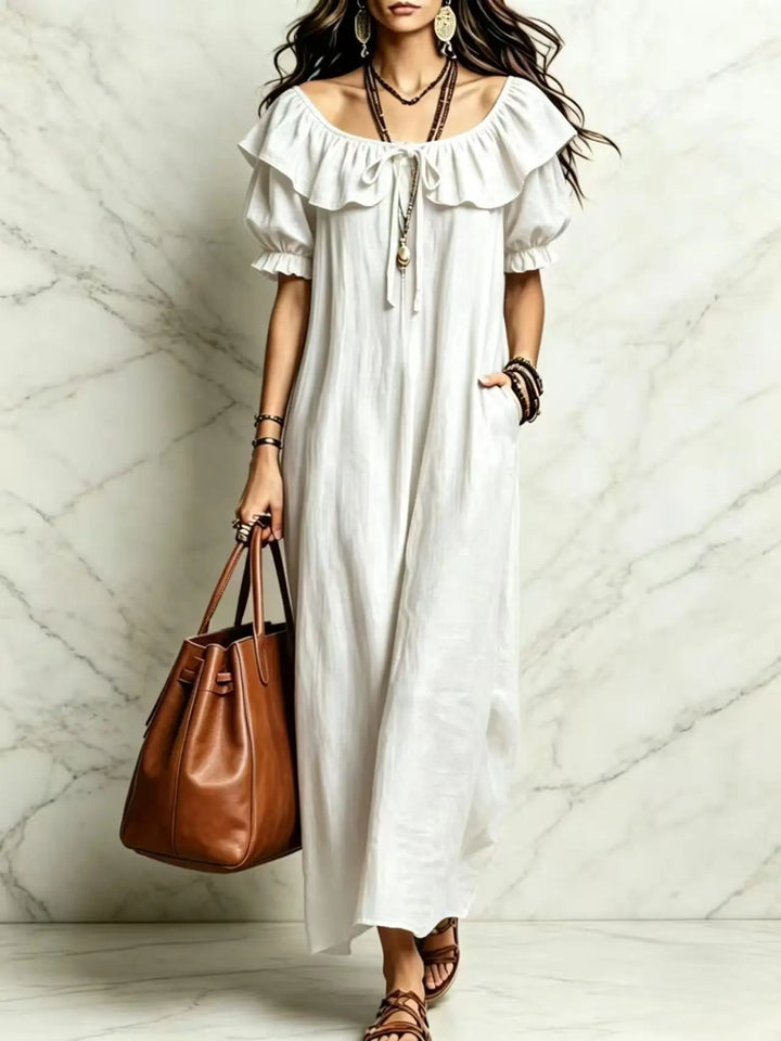Evangeline Off Shoulder Boho Maxi Dress