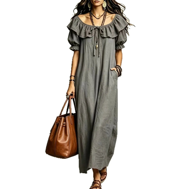 Evangeline Off Shoulder Boho Maxi Dress