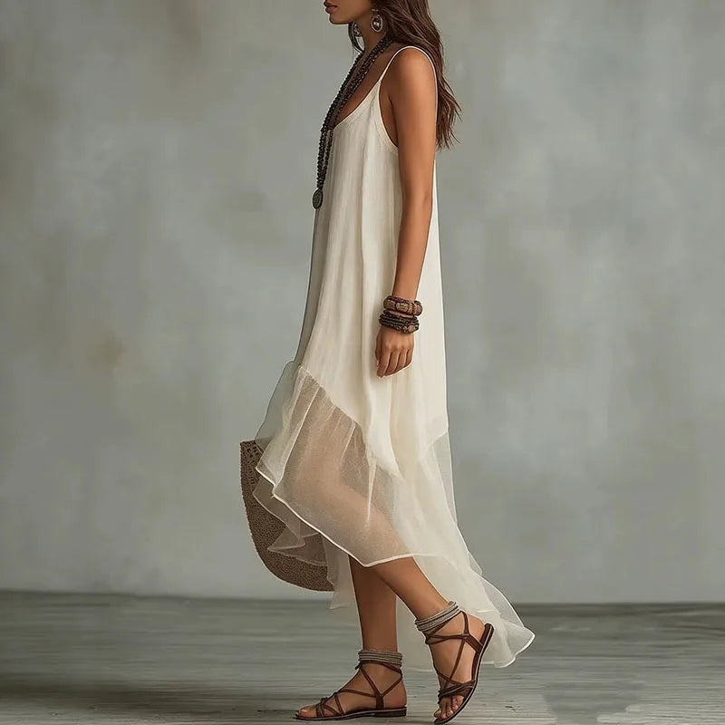 Deborah Flowy Ruffle Maxi Dress