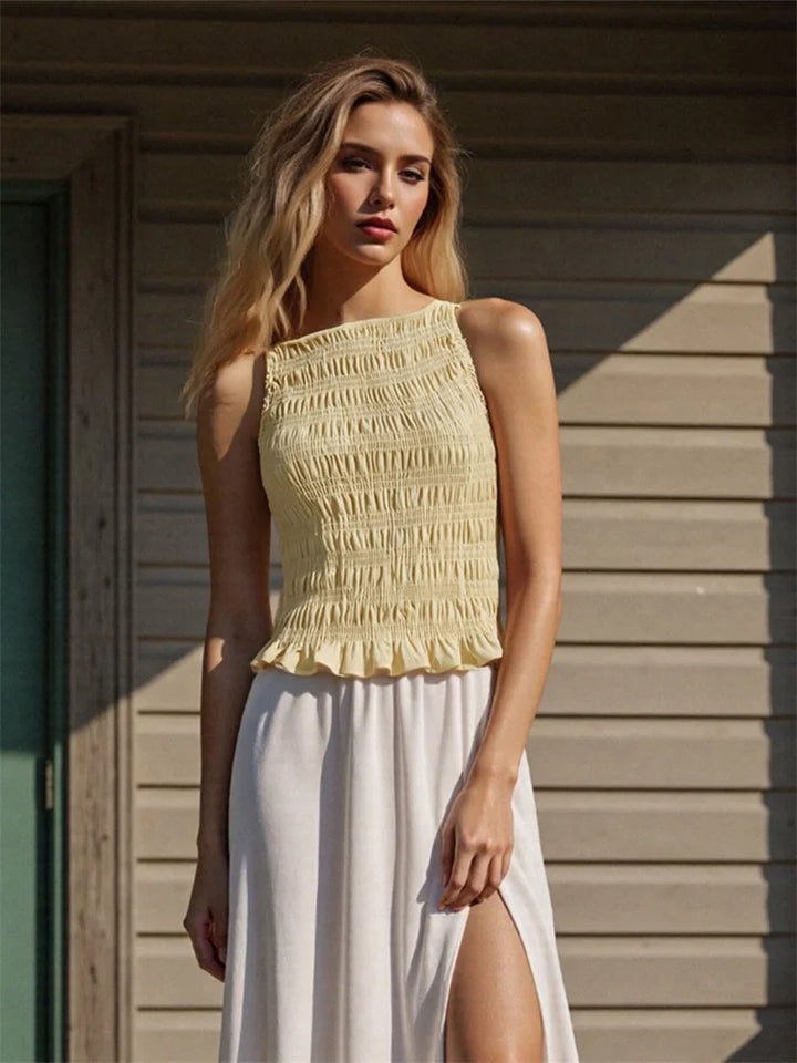 Abigail Ruffle Hem Sleeveless Top