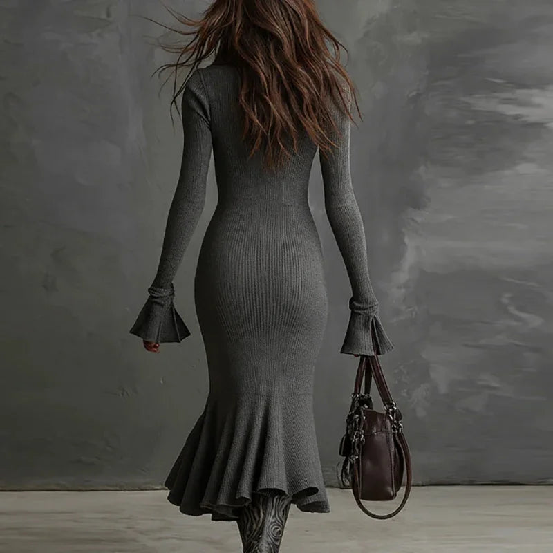 Lorena Ruffle Knit Midi Dress