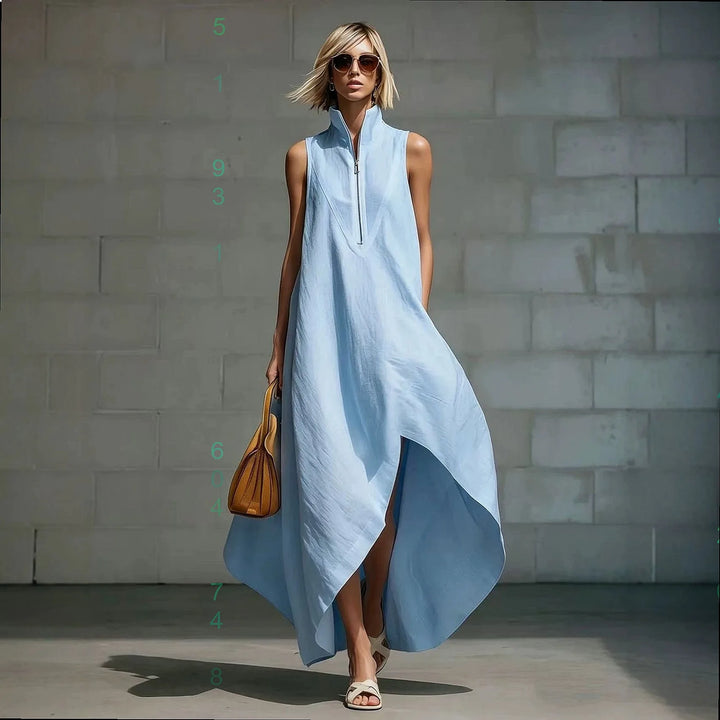 Rosalyn Sleeveless Half Zip Long Dress