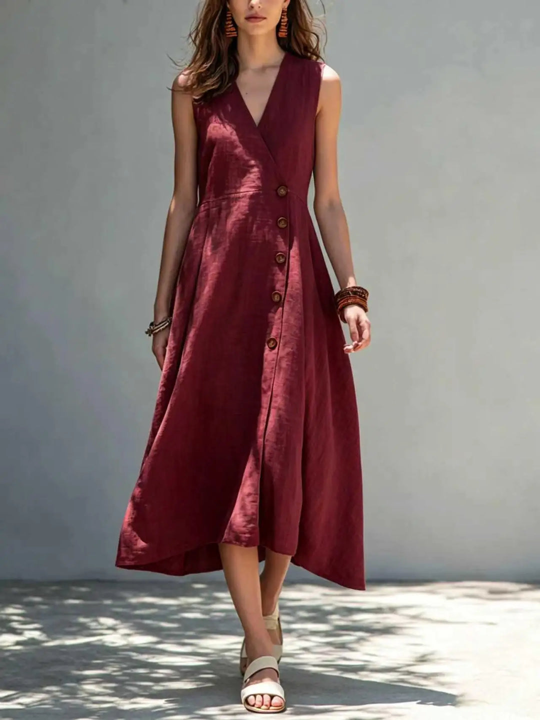 Presley Asymmetrical Button Maxi Dress