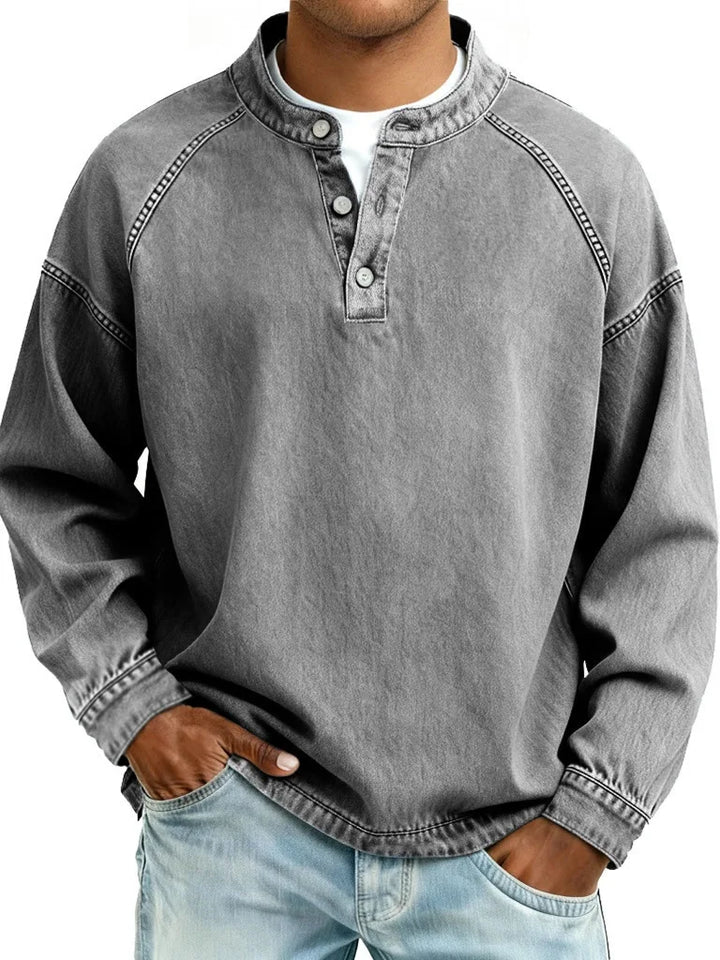 Calder Vintage Denim Henley Pullover
