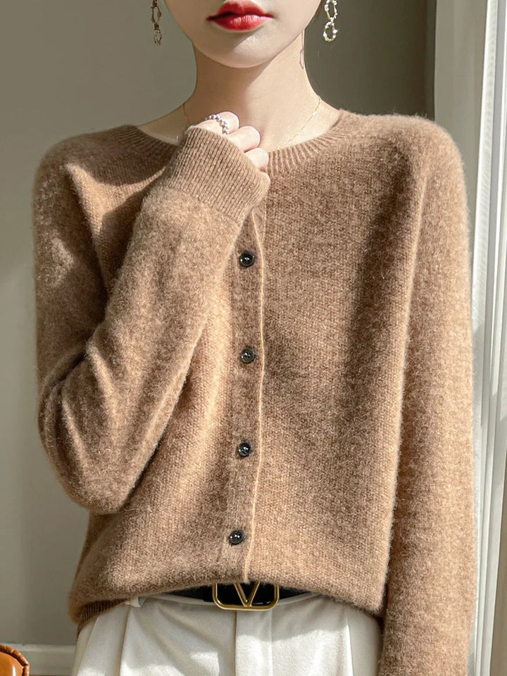 Emmeline Crewneck Wool Cardigan