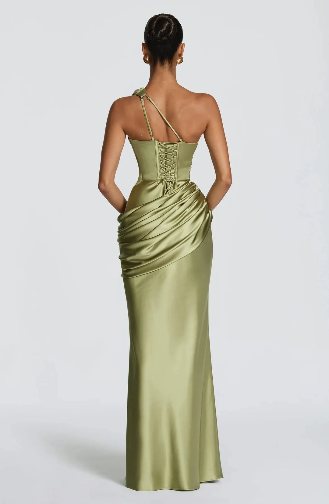 Laura Ruched Satin Wedding Guest Dress