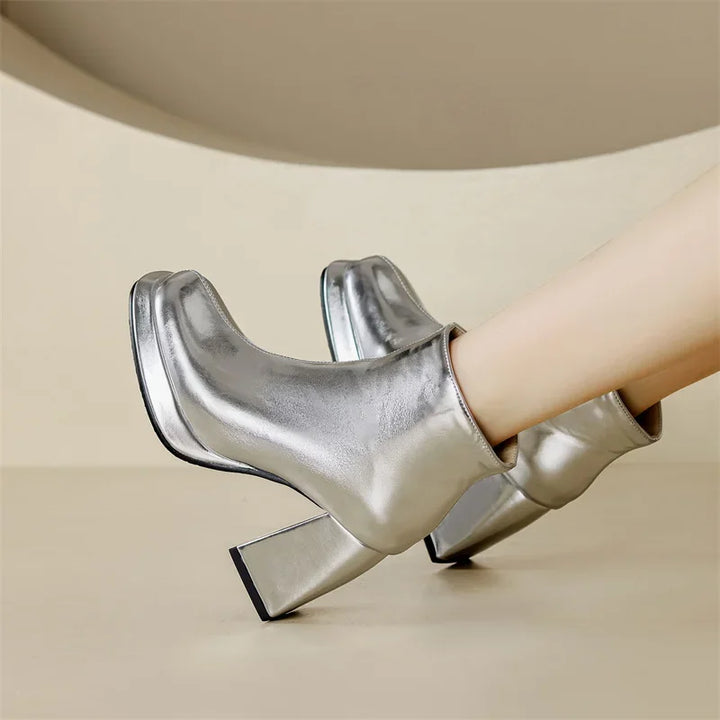Bianca Metallic Platform Ankle Boots