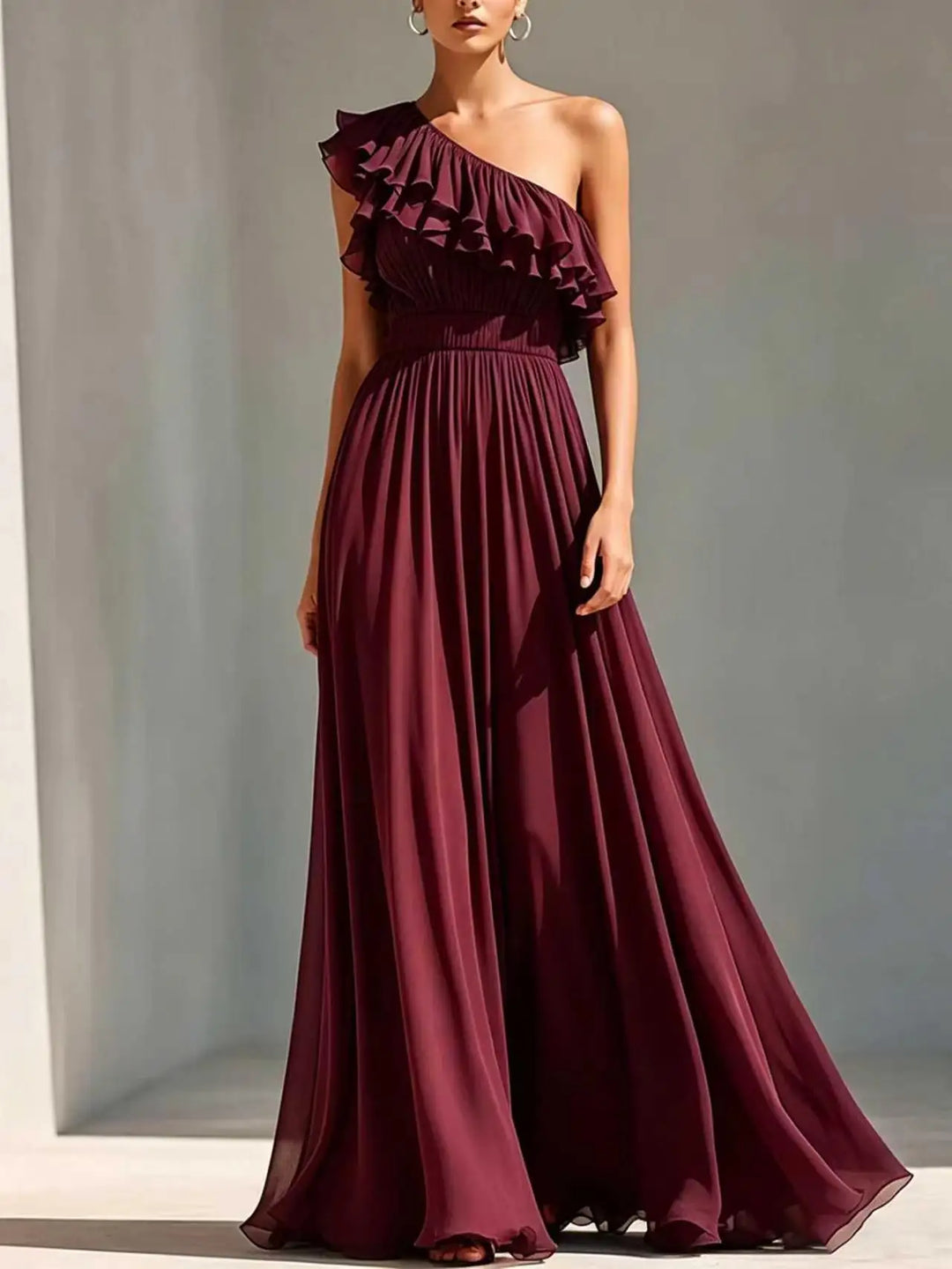 Arabella One Shoulder Pleated Wedding Guest Dress