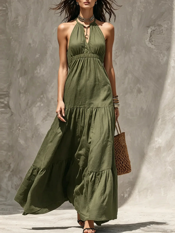 Marisol Bohemian Halter Tiered Maxi Dress