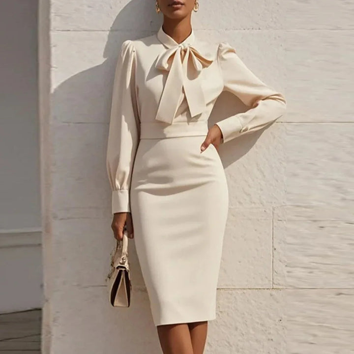Juliet Elegant Tie Front Bodycon Midi Dress