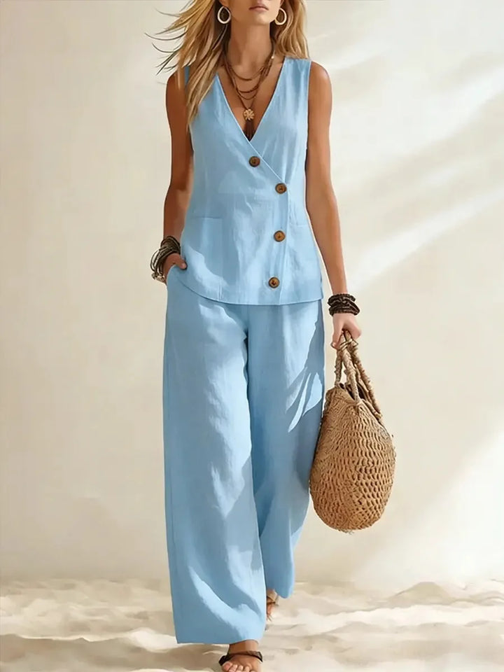 Maeve Button Vest Co-Ord Set