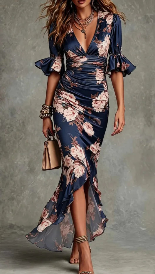 Shelby V-Neck Maxi Wedding Guest Dress