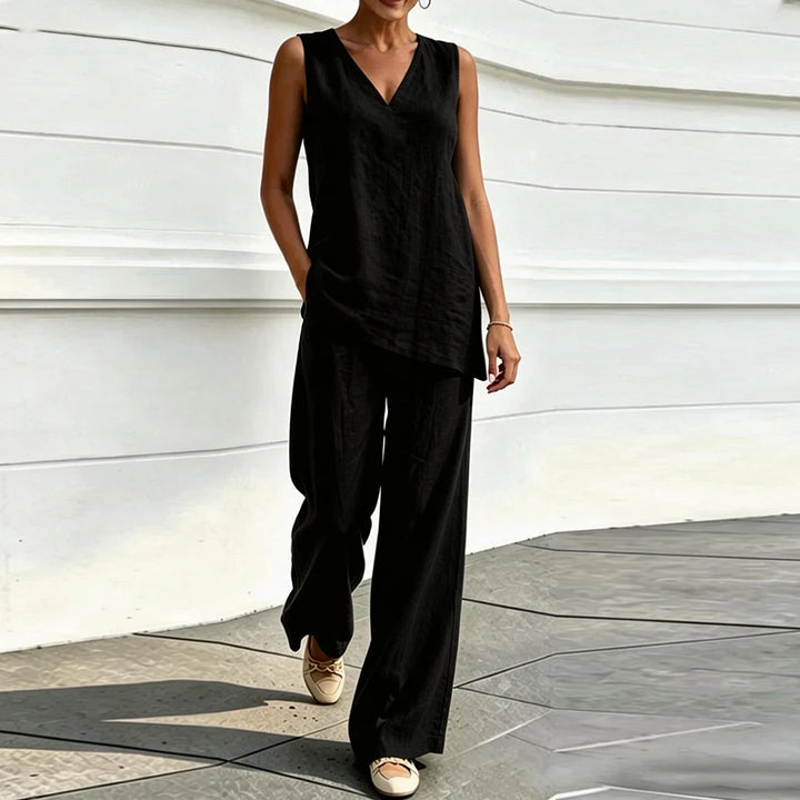Ruby Sleeveless Blouse and Loose Pants Set