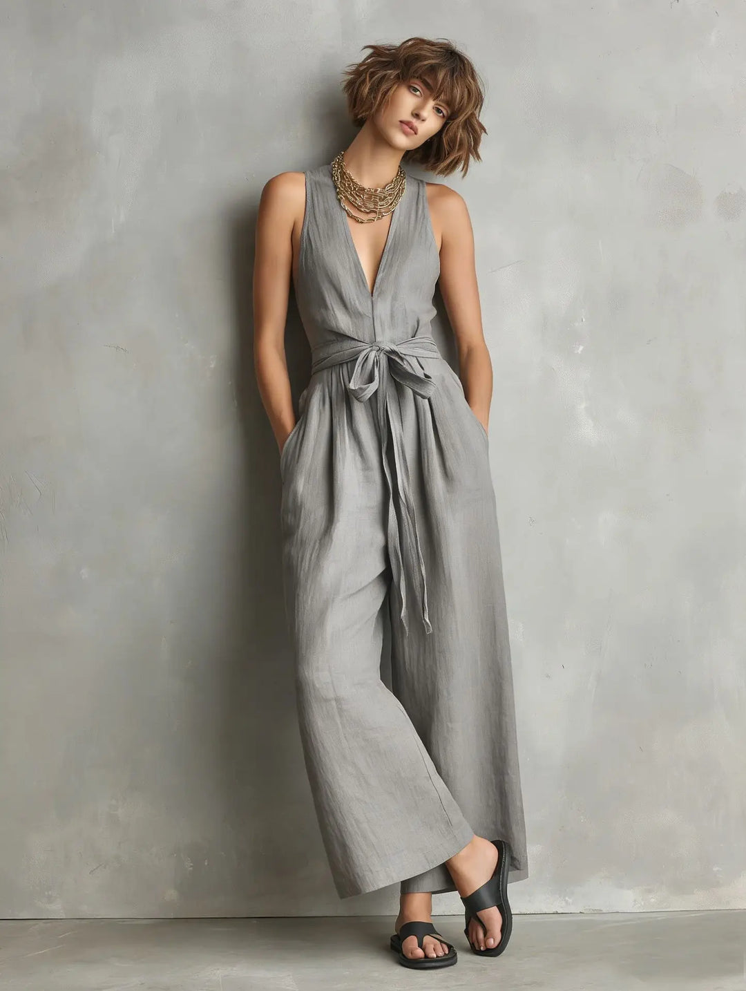 Emery Relaxed V Neck Jumpsuit