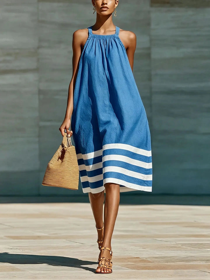 Morrene Striped Boho Midi Dress